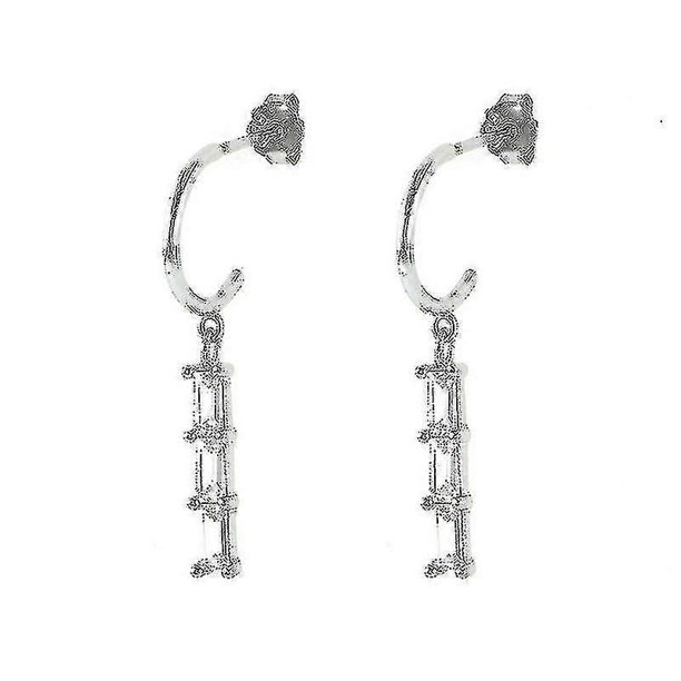 Pendientes colgantes de borla de circonita cúbica blanca, rosa y púrpura en plata de ley 925, pendientes colgantes de lujo con dije de cristal circular ----II ---Código de producto 72116 II