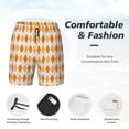 thumbnail image 3 of Naloa Orange argyle Print Men Swim Trunks with Compression Liner ,Board Shorts,Men's Swim Shorts with Drawstring and Elastic Waistband-3X-Large, 3 of 6