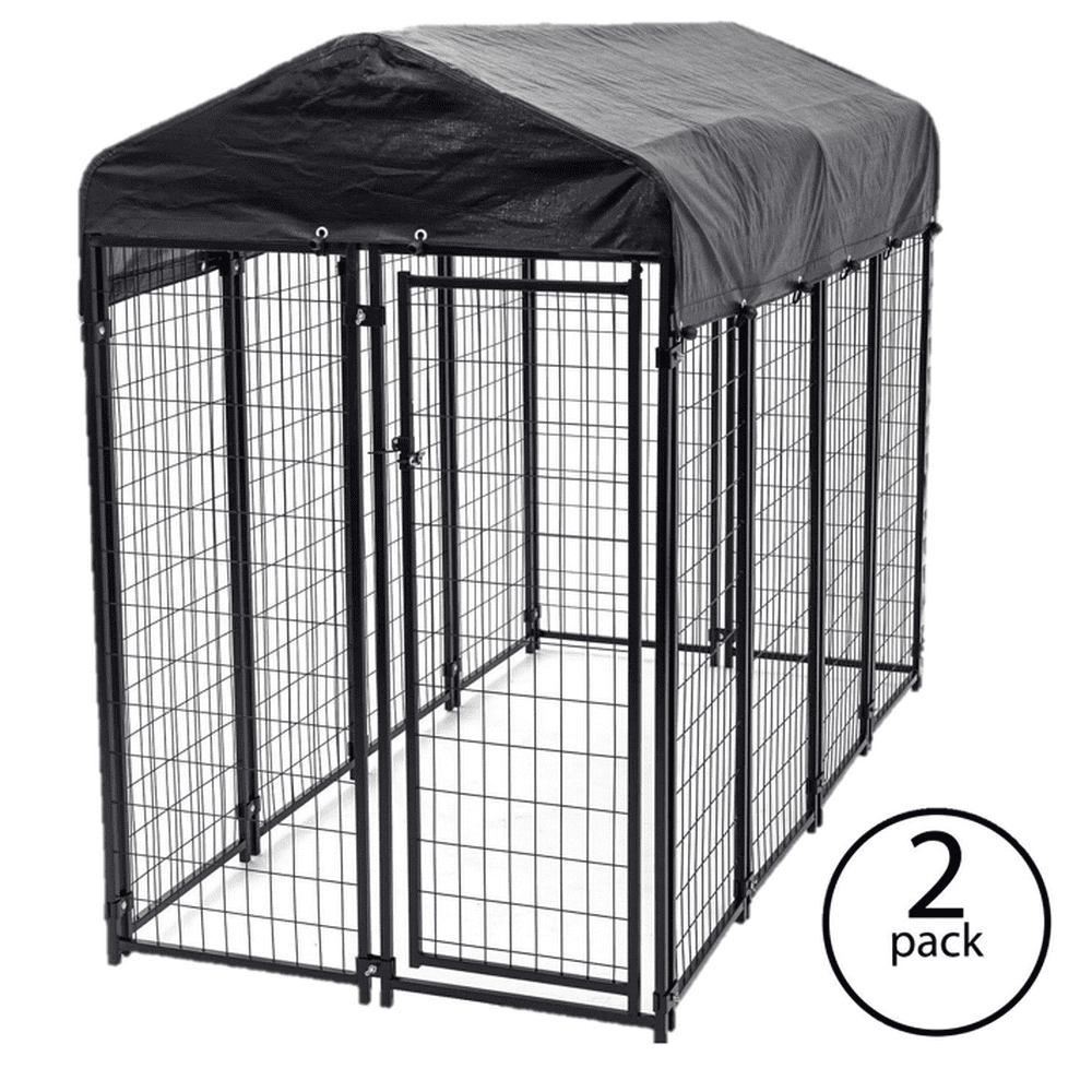 Lucky Dog SingleDoor Outdoor Welded Wire Pet Kennel with Cover, Black