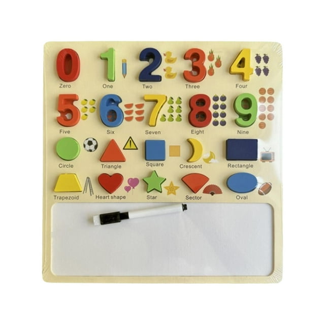 HILABEE Wooden Number Puzzles Board Problem Solving Colorful number of blocks Development 0 to 9