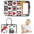 thumbnail image 1 of Baby Tummy Time Floor Mirror with Soft Cloth Books and Teethers Montessori Infant Sensory Development Cloth Book High Contrast Black and White Baby Toys for 0 to 3 Years old Toddlers, 1 of 8