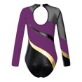 thumbnail image 2 of TiaoBug Kids Girls Long Sleeve Gymnastics Leotard Shiny Rhinestone Athletic Dance Jumpsuit Ballerina Bodysuit Tops Purple 12, 2 of 6
