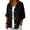Black, variant on LEKODE Women Stand Collar Three Quarter Rolled Sleeve Wood Button Dual Side Patch Pockets Solid Smooth Linen Short Casual Layering Jacket Lightweight Spring Daily Office Outer Topper Beige L