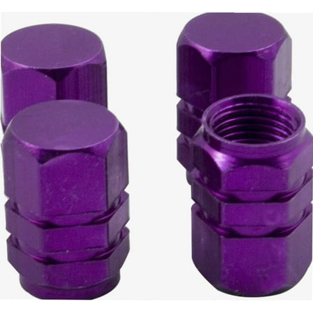 4 PCS Style Polished Aluminum Chrome Tire Valve Stem Caps (Purple)