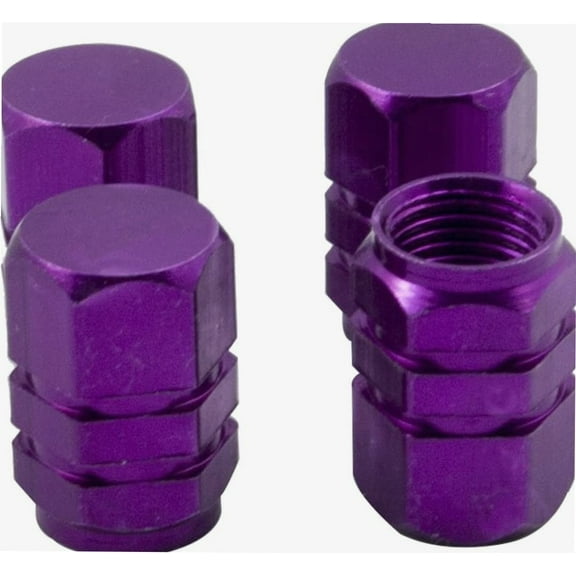 4 PCS Style Polished Aluminum Chrome Tire Valve Stem Caps (Purple)