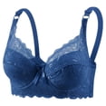 thumbnail image 4 of Feancey Lace Bras for Older Women Plus Size Underwire Bra Lightly Padded Push Up Bras Anti-Sagging High Support Everyday Brassiere Blue 44, 4 of 7