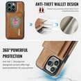 thumbnail image 6 of ELEHOLD Case for iPhone 14 Pro, Magnetic 2 in 1 Detachable Leather Wallet Case with Card Holder & Stand,Brown, 6 of 6