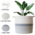 thumbnail image 2 of Cesta de plantas de cuerda de algodón tejida Rawiri para decoración de macetas de interior, cesta de lavandería plegable, cesta de almacenamiento para el hogar, 2 of 6