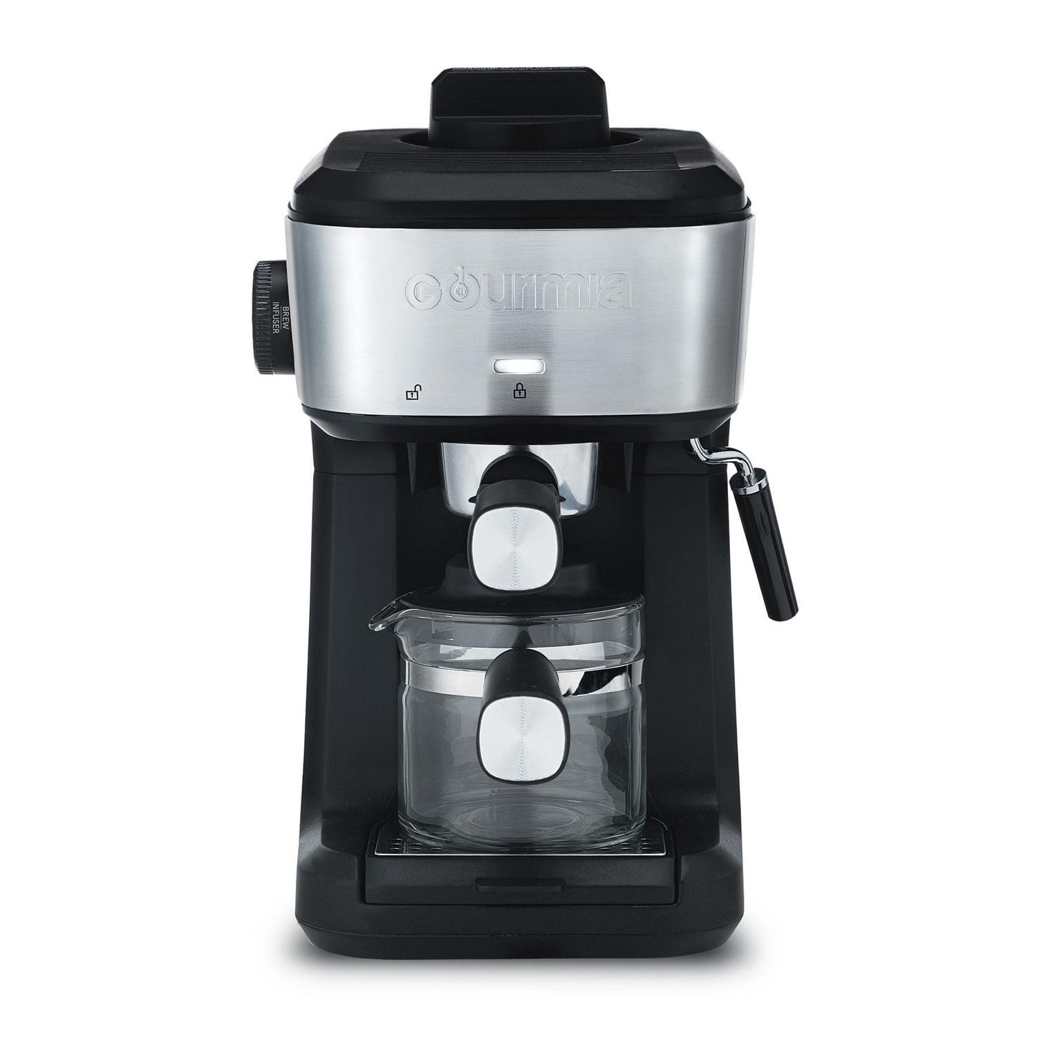 Gourmia 4-Shot Steam Espresso Maker with Frothing Wand- GCM4210, 4 Shot Espresso