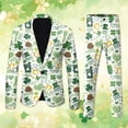 thumbnail image 2 of Wyzesi Booty Shorts Suit for Men Low Rise Mens St Patricks Day 3D Digital Printed Suit Set Light Business Suit Jacket Suit Suit Plus Overall Shorts Suit for Men, 2 of 5