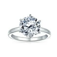 thumbnail image 2 of Bling Jewelry Womens Classic 3CT CZ Round Brilliant Cut Solitaire Engagement Ring Sterling Silver, 2 of 7