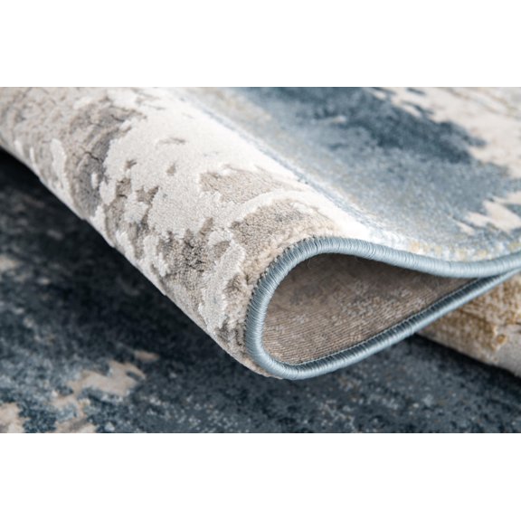 Rug Branch Contemporary Scandinavian Blue Beige Indoor Runner Rug - 2x13