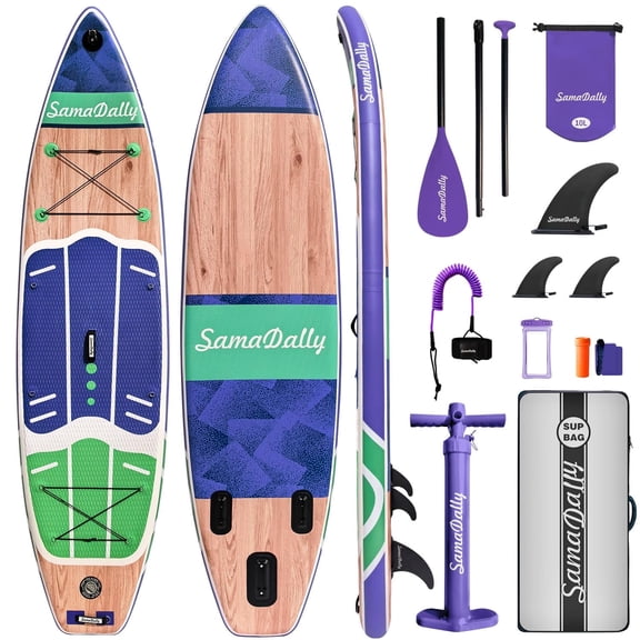 SamaDally 11' Paddle Board, 34'' Extra Wide Stable SUP Board for 2 People/Family, 450LB Capacity, Non-Slip Color-Block EVA Deck, Complete Accessories Kit for Fishing & Surfing