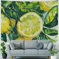 thumbnail image 4 of Chilfamy Tapestry Watercolor Lemon Nice Orange Pattern Tea Leafs Citrus Lime Food Drink Green Fruit Abstract Color Tapestry Wall Hanging Blanket Wall Bedroom Decor Painting, 4 of 6