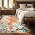 thumbnail image 3 of Moynesa 5'x7' Bohemian Area Rug, 5x7ft Boho Washable Bedroom Rug, Soft Non Slip Non-Shedding Kitchen Mat Indoor Accent Entry Carpet for Living Room Dining Room, Orange, 3 of 9