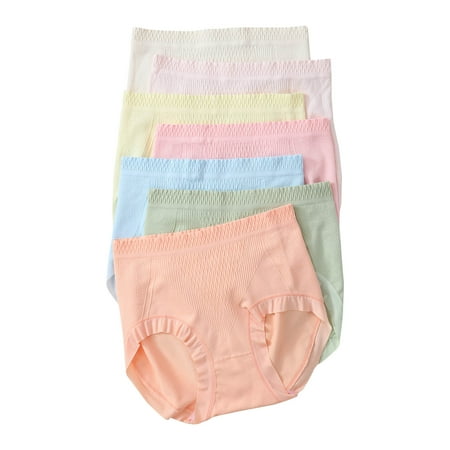 7 Pack Seamless High Waist Underwear Waist Shaper Tummy Control Briefs Soft Elastic Thin Ladies Multipack Panty