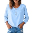 thumbnail image 4 of vigerkar Womens Floral Embroidered Long Sleeve Shirt Peter Collar Dressy Casual Blouse Shirts (Sky Blue, S), 4 of 7