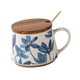 thumbnail image 1 of Taza de cerámica con estampado floral para café y té, de fina artesanía vintage. con cuchara con tapa, 1 of 9