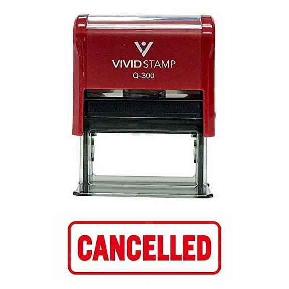 Vivid Stamp Cancelled W/Border Office Self-Inking Office Rubber Stamp (Red) - L