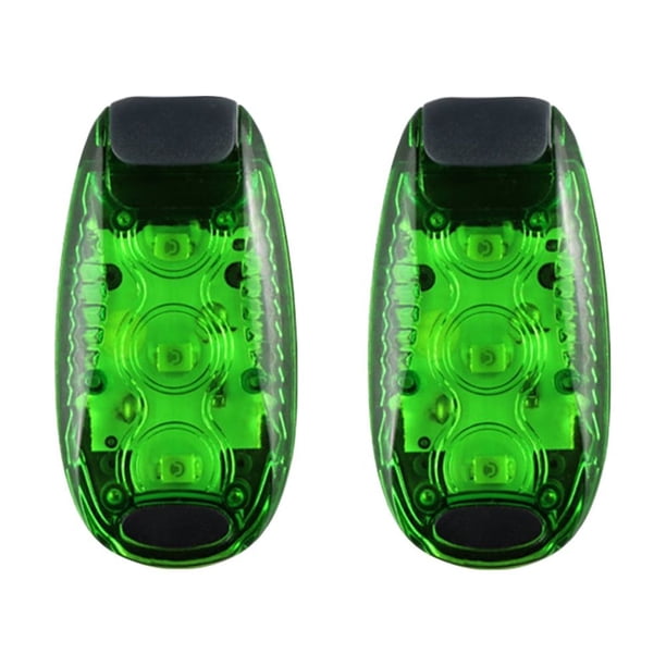 EeaseMX 2 luces de seguridad LED de 3 LED, multifuncionales, con clip, estroboscópicas, para correr de noche, andar en bicicleta (verde)