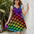 thumbnail image 3 of Rainbow Dog Paw Women's Tank Dress V Neck Sleeveless Summer Sundress, 3 of 7