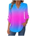 thumbnail image 7 of Tauxra Womens Long Sleeve Tops,Print Color V-Neck Top for Women,Long Sleeve Button Casual Pullover,Sleeves for Women,Long Sleeve Blouses for Women, 7 of 7