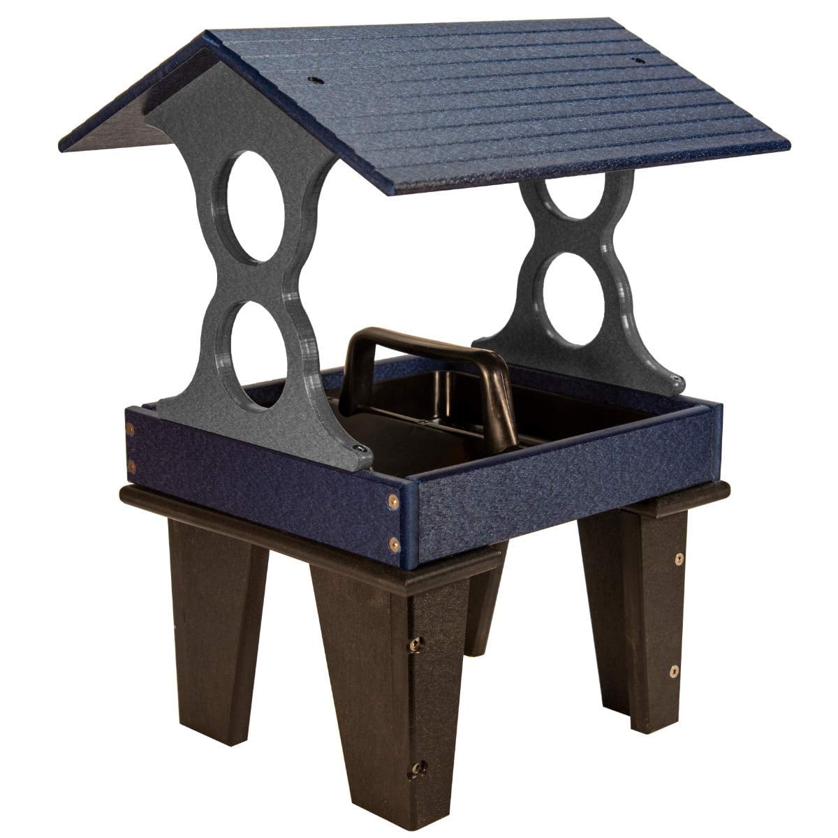 JCs Wildlife Ground Fly Thru Bird Feeder (Medium, Blue and Gray)
