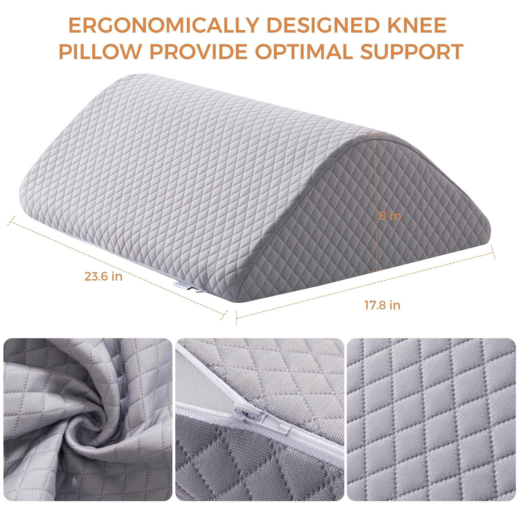 Ganondorf Knee Wedge Pillow 8'' for Post-Surgery Recovery - Leg Elevation Support for Sleep Position, Alleviating Lower Back & Hip Pain Enhancing Circulation in Ankles Legs Triangle Pillow