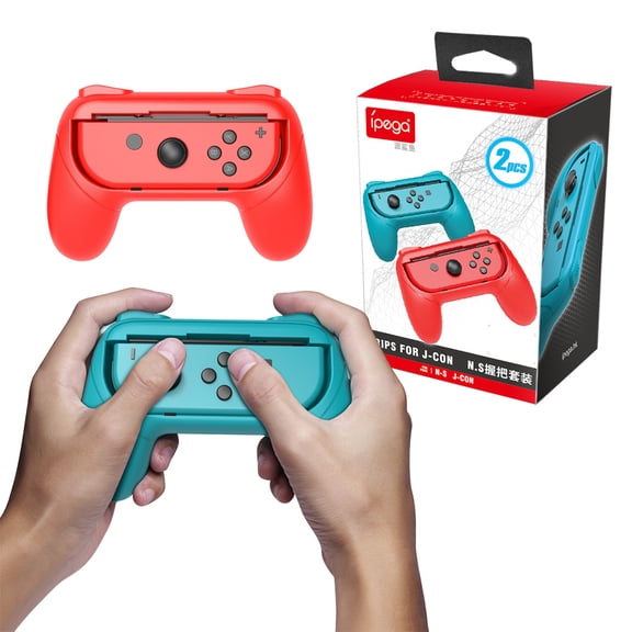 IPEGA Ergonomic Hand Grips for Nintendo Switch Joy-Cons - Comfortable Non-Slip Handles for Wireless Mini Controllers, Anti-Fatigue Gaming Accessories (2-Pack)