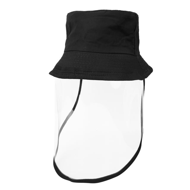Sombrero protector de pescador para niños con protector facial transparente extraíble de TPU, sombreros protectores faciales a prueba de viento y polvo, color negro