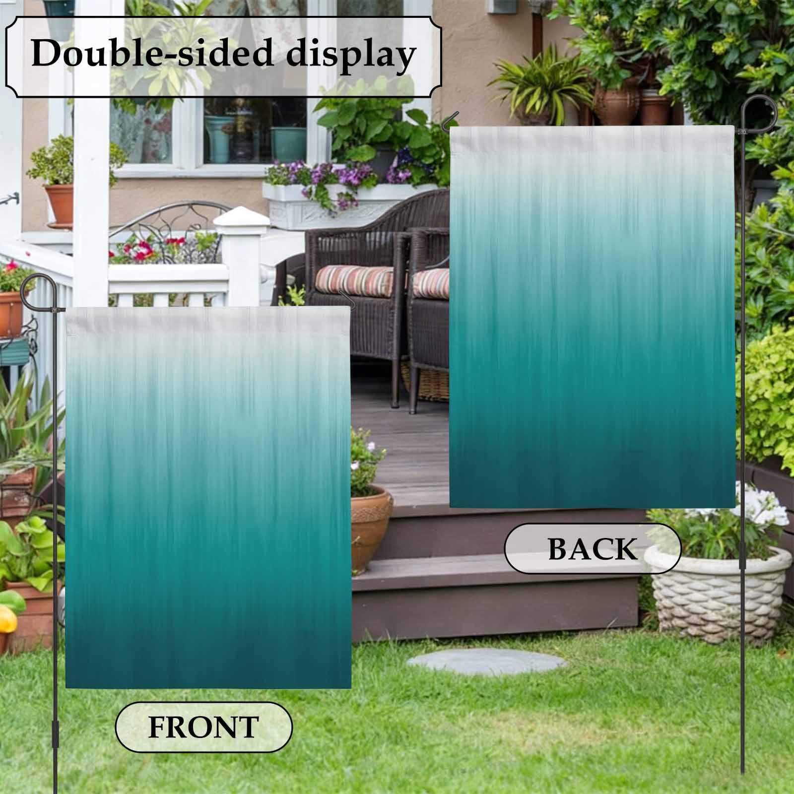 Teal Ombre House Flag 28 x 40 Inches, Contemporary Gradient Abstract Weather Proof Outdoor Patio Flags Double Sided Small House Decoration for Yard Lawn Outside Home