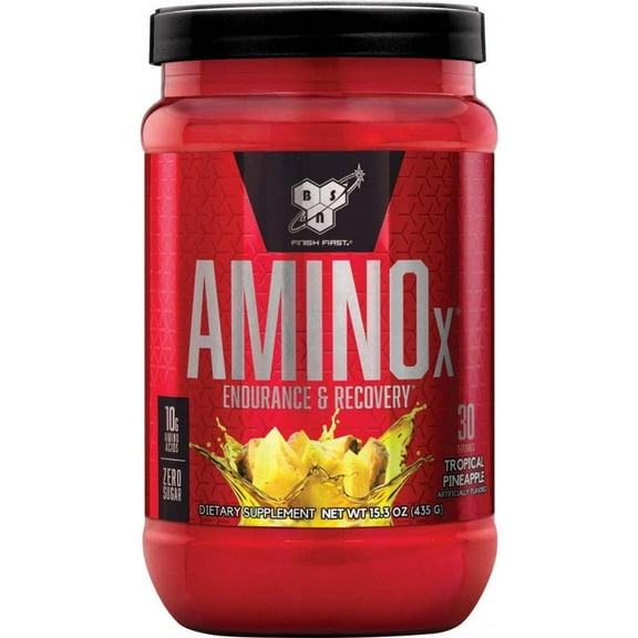 BSN Amino X Amino Acids BCAA Powder, Tropical Pineapple, 30 Servings
