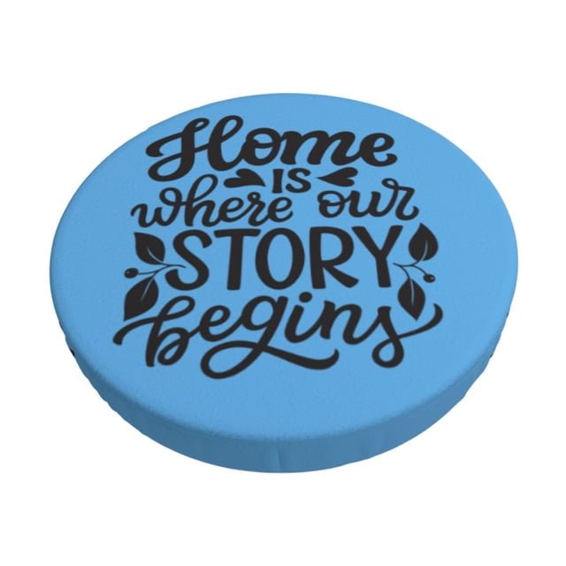 Easygdp Home is Where Our Story Begins Print Easy To Install Bar Stool Covers&Stool Covers Round&Elastic Stool Cover, Barstool Covers,Washable&Bottom With Elastic Edge-14 inch