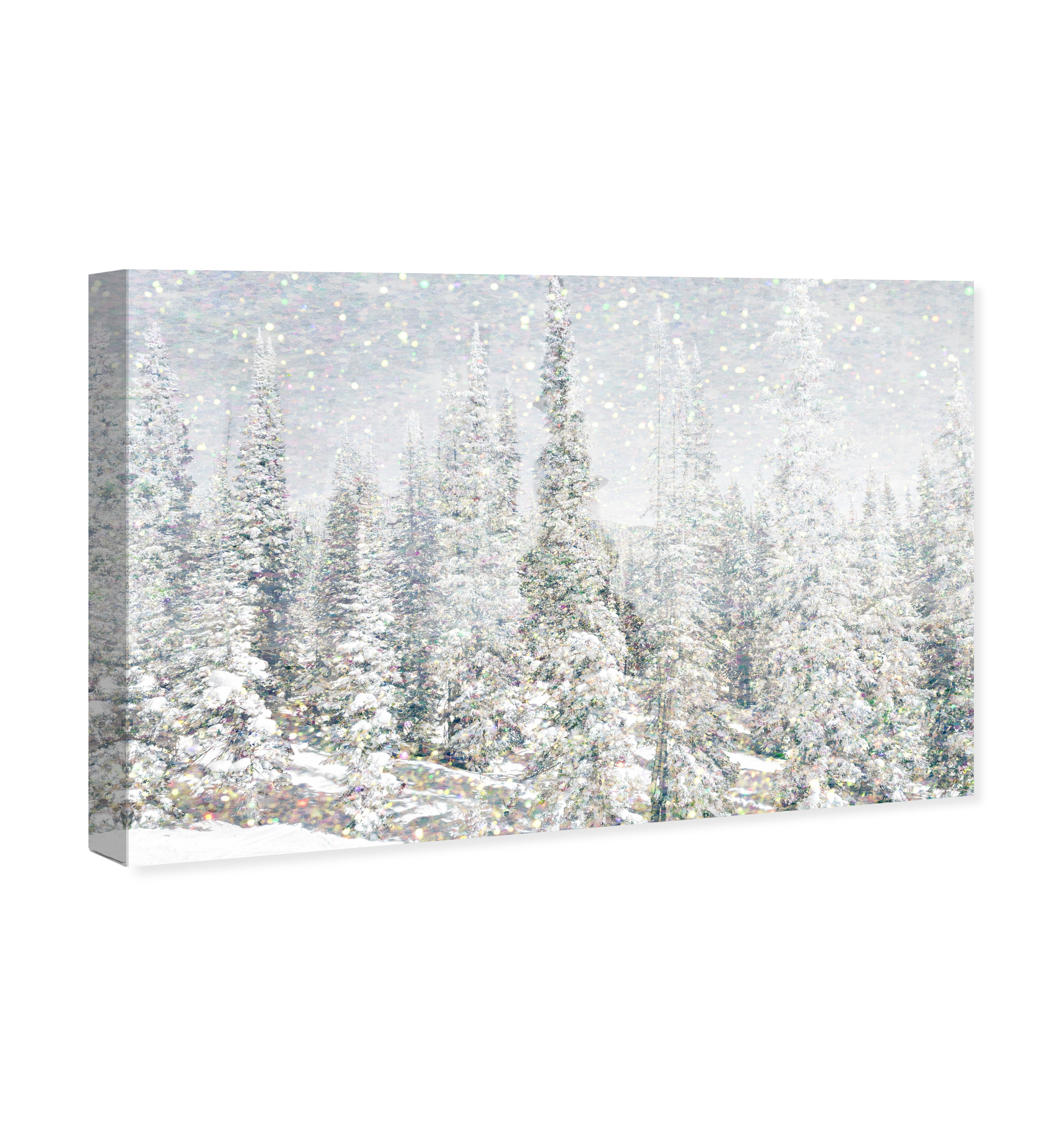 Wynwood Studio Holiday and Seasonal Wall Art Canvas Prints 'Magic Snow Trees' Winter Home Décor - Gray, White, 30" x 20"