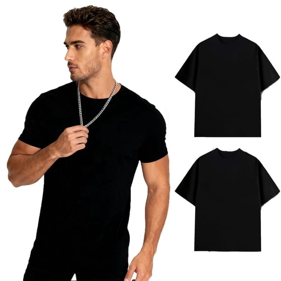 Men’s 100% Cotton T-Shirt, Crew Neck Solid Basic Tee, Heavyweight 180 GSM Soft Durable Shirt, S–3XL, 2 Pack