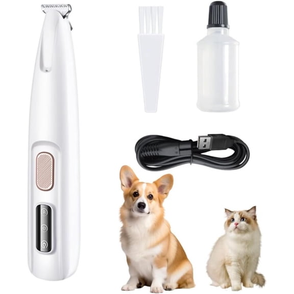 Pet MicroPrecision Trimmer,Upgrade Multifunctional Pet Hair Clippers Waterproof Rechargeable Pet Shaver with LED Light,Pet Paw Trimmer for Paws Eyes Ears Face Rump