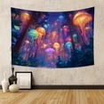 thumbnail image 4 of Blacklight Forest Jellyfish Tapestry Trippy Fantasy Starry Sky Tapestries Aesthetic Jungle Plants Tapestries Wall Hanging for Bedroom,79Wx60H, 4 of 5