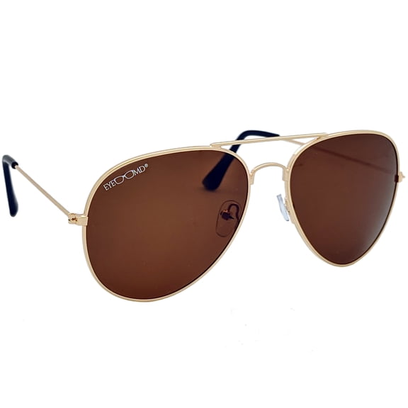 EYE MD® Aviator Unisex Sunglasses Polarized UV Brown Polycarbonate Lenses for Adults