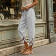 thumbnail image 4 of Flowy Pants for Women Casual High Waisted Wide Leg Loose Pant Plus Size Drawstring Split Hem Business Trousers with Pockets, 4 of 6