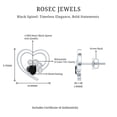 thumbnail image 4 of Rosec Jewels Bezel Set Heart Shape Black Spinel Paw Stud Earrings with Moissanite, 14K White Gold, 4 of 6