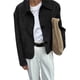 thumbnail image 1 of Chaqueta Informal de Larga con Solapa y Botones para Mujer, Color Liso, Abrigo Corto, Camisa Vintage con Botones. Negro L, 1 of 8