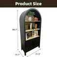 thumbnail image 4 of WARMMUSE 66.7" Tall Arched Bookshelf, Mid-Century Modern Bookcase Display Shelf with Cabinet and 3 Shelves, Black and Natural Wood, 4 of 11