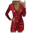 thumbnail image 1 of Kcodviy Robe Longue Ajustée à Manches Courtes Robe de Plage Manches Femmes Robes Dames Robes pour Femmes Décontractées à Paillettes Fête Ajustée Col Robe Grande Taille pour Femmes Décontractée Élégante Robe pour Femmes, 1 of 4