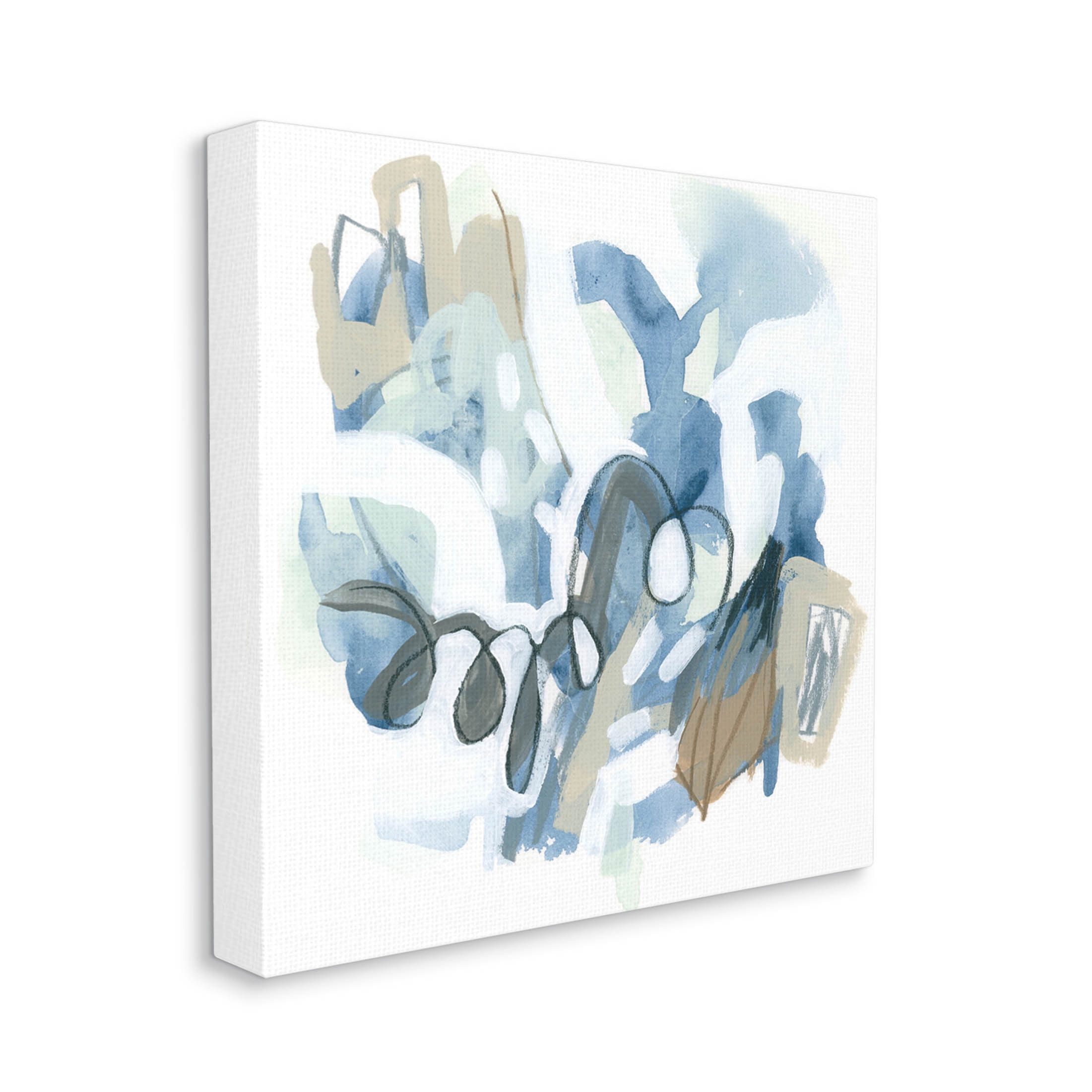 Stupell Industries Busy Blue Shapes Arrangement Painting Gallery Wrapped Canvas Print Wall Art, Design by June Erica Vess