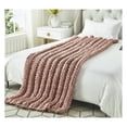 thumbnail image 2 of Posh Living Sinclair 50"x70" Channel Knit Super Soft Fabic Throw in Blush Pink, 2 of 10