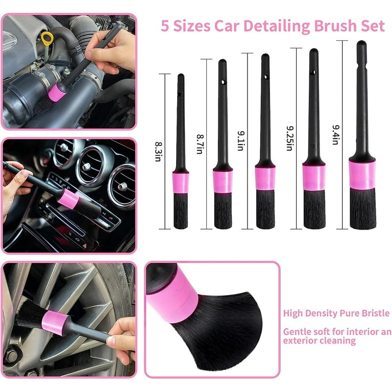 Car Vacuum Detailing Kit, Interior Car Cleaning Kit With High Power  Handheld Vacuum And 7Pcs Detailing Brush Set, Well-Designed Women'S Pink  Car Accessories Bag