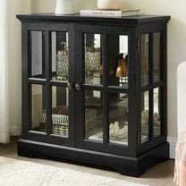 S-HOME Black LED Curio Display Cabinet with Adjustable Shelves - Antique Style Storage Cabinet for Home Organization