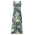 thumbnail image 7 of Ovticza Women Dresses Plus Cotton Linen Boho Maxi Dress for Women Long Floral Tank Summer Work Dresses for Women Long Sleeveless Flowy Womens Sundresses with Pockets Green L, 7 of 7