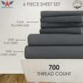 thumbnail image 2 of 6-PC Bedding Set- 100% Organic Cotton Bed Sheet Set 700 Thread Count, 12-Inch Deep Pocket - Charcoal Grey, Twin-XL, 2 of 7