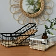 Metal Storage Basket with Removable Wood Base, Decorative Baskets for